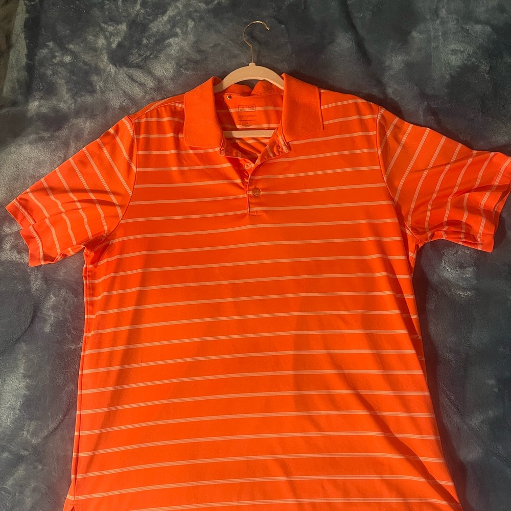 Adidas Orange Polo Shirt with Stripes